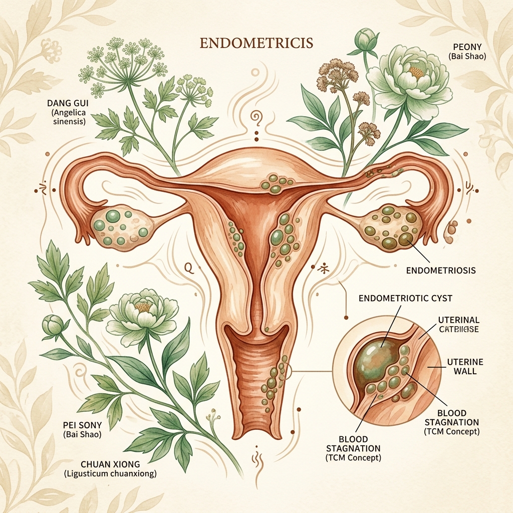 Uterus with Cysts TCM Illustration